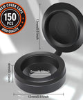 Hinged Plastic Screw Cover Caps for Exposed Mounting Screws, black flip top with snap washer style, dimensions shown