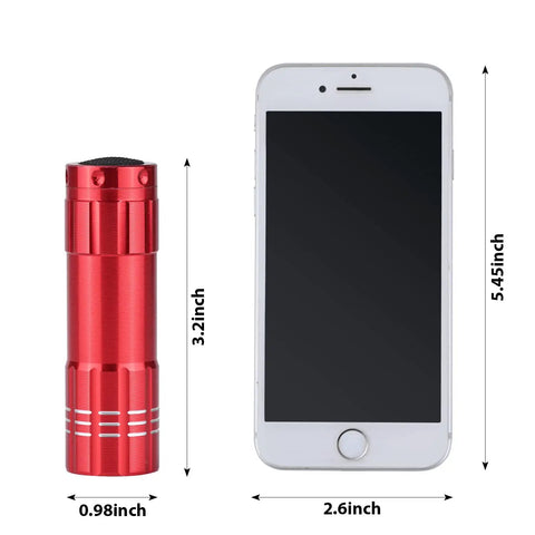 5 Pack Dope Mini LED Flashlights Handheld Aluminum Torches With Lanyards And AAA Batteries Included Assorted Colors size comparison