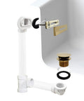 Knockout Polished Brass Tip Toe Bathtub Drain Stopper Kit Features Linear Overflow Faceplate Half Pvc Tees And Straight Fittings For No Fuss Install and Slick Glide Action Sweet Pro Grade Plumbing Setup 20 Pack, detailed assembly view.