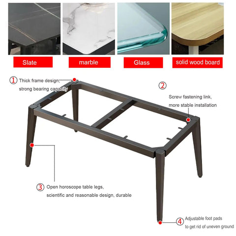 Heavy Duty Steel Table Base Built For Rugged Industrial Vibes And Heavy Loads With No Sweat Setup, showing adjustable leveling feet.