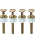 Tough As Nails Toilet Seat Bolts And Nuts Kit Four Piece Heavy Duty Hinge Screws showing galvanized steel bolts and durable plastic locks.