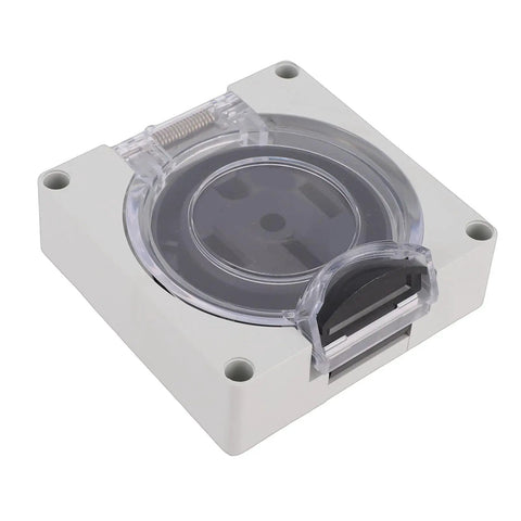 Beefy Nema L14-50R Industrial Locking Power Outlet 50amp 250volt Wall Mount Receptacle showing transparent cover and durable PA66 housing.