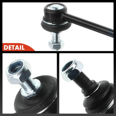 A-Premium sway bar link kit, 4-piece for front and rear; close-ups of ball-joint end, bolt and threaded stud.