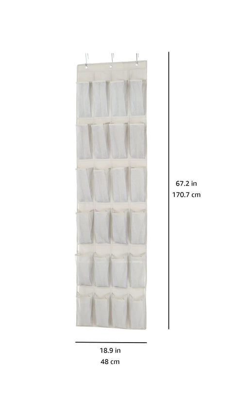 Hassle Free Over The Door Hanging Shoe Organizer Featuring Twenty Four Breathable Mesh Pockets For Sneakers Fresh Kicks And Sandals, 67.2 in tall