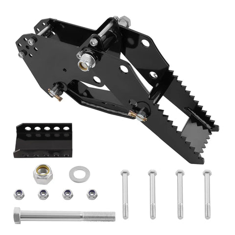 Universal Backhoe Thumb Attachment For 3.25 Inch Boom Width Built Tough Heavy Duty Black Powder Coated Steel Bolt On Design Fits Most Major Tractors Including John Deere Woods Mahindra And More showing steel body and bolts