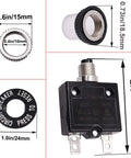 Push Button Thermal Circuit Breaker 15A For 125 250VAC With Manual Reset Waterproof Button Cap L1 Series Overload Protector, 18.5mm
