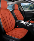 Breathable Car Seat Cushions Full Set With Seaweed Fiber Backrest And Headrest Covers Featuring Solid Non Slip Silicone Base and Airbag Safe Design To Crush Summer Heat And Keep Your Daily Drive Fresh in orange fabric.