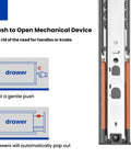 20 Inch Push To Open Soft Close Drawer Slides Heavy Duty Pair With Smooth Hydraulic Damping For Quiet Operation Easy Soft Close And Push Open Ideal For Kitchen Cabinets And Office Drawers, push-to-open slider detail