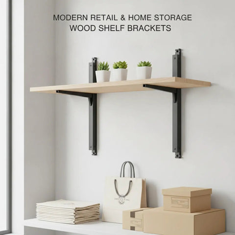 Heavy Duty Black Metal Shelf Bracket For Wood Shelves Built To Last, Tough And Sturdy Hardware For Home Or Retail Display
