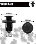 20 Pack Front Bumper Retainer Clips 10mm Fender Liner Clips Nylon Push Type Fasteners product dimensions illustration
