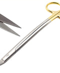 Dean Scissors 7 Inch Double Curved Gold Plated Surgical Dental ENT Pro Grade With Tungsten Carbide Inserts