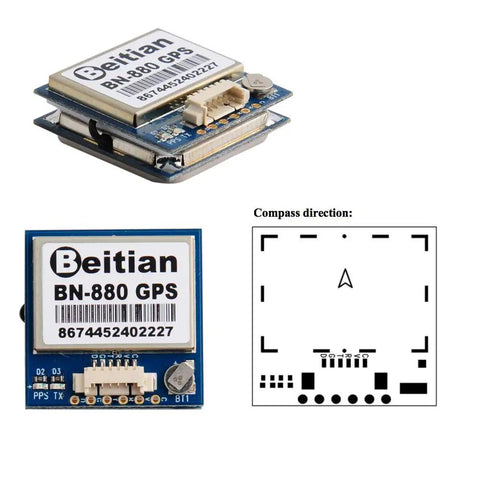 BN-880 GPS Module with HMC5883 Compass, GNSS support including GPS Glonass Beidou, NMEA 0183, 9600bps, 1Hz for Arduino RC FPV