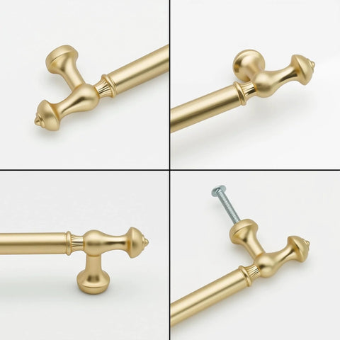 Close-up view of 10 Pack Brushed Gold Cabinet Pulls With 5 Inch Center To Center 128mm Hole Spacing Brushed Brass Drawer Handles
