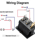 Red LED Boat Rocker Toggle Switch 12 to 24V SPST On Off 3 Pin wiring diagram showing connection details