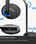 LED Desk Lamp With Wireless Charger And USB Port, 5 Color Modes And 5 Brightness Levels, adjustable angles for flexible lighting