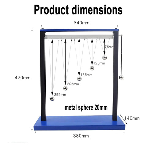 Dimensions of Forced Vibration And Resonance Demonstrator For Physics Teaching Pendulum Resonance Demonstration Kit With 20mm Metal Ball And 5 Steel Balls Metal Construction Classroom Friendly Hands On Learning Tool