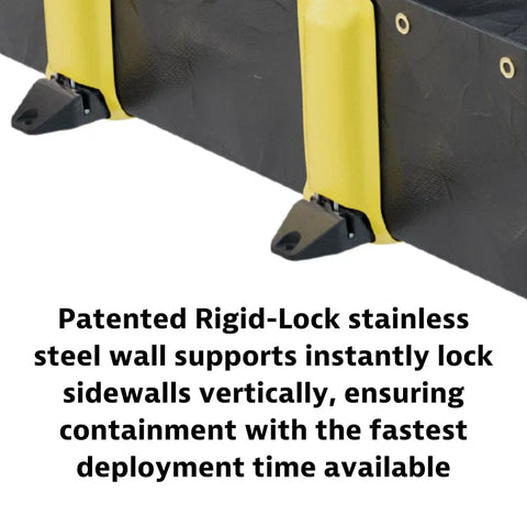 Rigid-Lock QuickBerm Truck-Friendly Drive Over Oil Spill Containment Berm 10 Ft By 10 Ft By 12 In 745 Gallon Capacity PVC Coated Fabric Made In The USA Quick Deploy Barrier For Emergency Or Routine Spill Cleanup Black