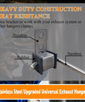 Exhaust Hanger Rod 10 Inch Stainless Steel 3/8 Inch Thick With Mount Bracket And Rubber Isolator displayed on mechanic background