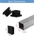 12 Pack 1 Inch 1x1 Square Tube End Caps Plastic Plugs For Square Tubing Black Durable Fitting with dimension details