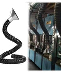 Heavy Duty Adjustable Welding Fume Extractor Arm with Super Flexible Articulating Hose and Slick Smoke Removal Hood, black hose with stainless steel hood
