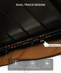 Close-up of dual track design on 10x12 Hardtop Gazebo With Galvanized Steel Double Roof And Aluminum Frame, showing curtain mechanism.