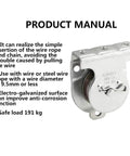 Heavy Duty Zinc Plated Ceiling And Wall Pulley System With One And A Half Inch Single Pulleys, Premium Zinc Plated Iron Construction For Corrosion Resistance And High Load Bearing, Multipurpose Garage, Workshop Or Home Projects, 4 Pack, product manual image