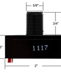 Side view of Two Pack Outdoor Dusk To Dawn Light Sensor Controller, dimensions 2x13/16 inch base, 5/8x3/4 inch thread, Photocell Sensor