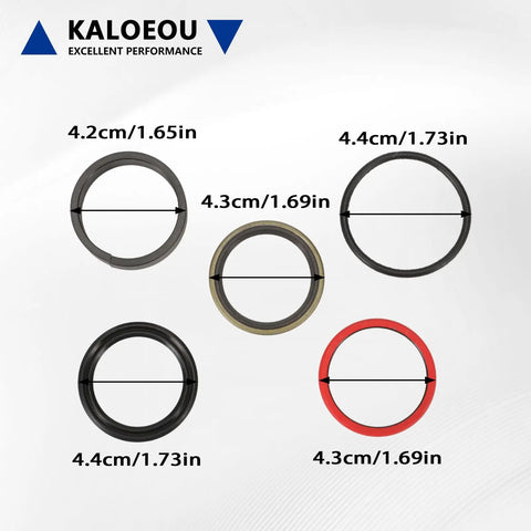 Heavy Duty Hydraulic Cylinder Seal Kit for Loader Lifting Cylinders Compatible With 7106 7108 7308 Case IH L130 Front Loader OEM 9600670 9600669 Replacement Seals, shown with five seals of varying sizes and colors.