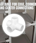 20 Pack 1/2 Inch Four Way PVC Fittings Furniture Grade Pipe Elbow Connectors in use for DIY builds, furniture building, white gloss finish
