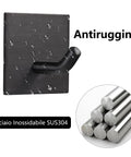 Heavy Duty Self Adhesive Hooks For Wall No Drill Install Peel And Stick Hangers Stainless Steel Strong Load close-up with water droplets
