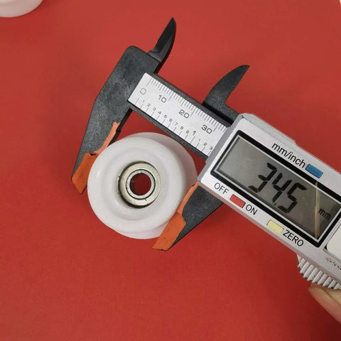 Top Gear Bearing Pulley Wheel Replacement Roller For Rowing Machine Cables, 42mm white steel wheel with bearing measuring 34.5mm