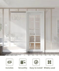 Installed Six Foot Sliding Pocket Door Hardware Kit Black With Aluminum Box Rail, Commercial Grade, Smooth Quiet Operation