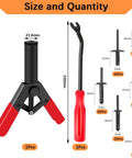 Pro Grade Hand Riveter Kit With 156 Pcs Plastic Rivet Gun Set and sizes shown