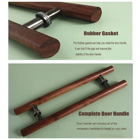 Heavy Duty Wooden Double Sided Push Pull Door Handle For Glass Cabinets Barn Doors Back To Back H Shaped Lever With Anti Slip Pads Built Tough With No Fuss And Smooth Grip