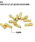 Hot Four Pack Brass Mini Collet Drill Chuck Keyless Adapter Socket For Electric Motor Shaft Rotary Tools Heavy Duty Grip And Long Life, displaying 10 brass collets with various sizes.