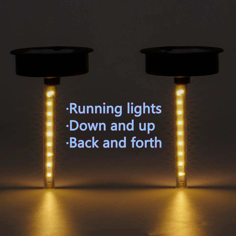 Solar Lantern Replacement Top for Waterproof Outdoor Lights, Easy Fit for Garden Decor and Patio Ambience, shows running lights.