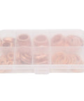 Premium 120 Pcs Red Copper Washers Assortment Kit For High Heat Exhaust And Hydraulic Joints With Multiple Sizes From 6mm To 20mm Plus Storage Box For Serious DIY Mechanics And Auto Shops Needing Reliable Gaskets Under Extreme Conditions. red copper washers in storage box