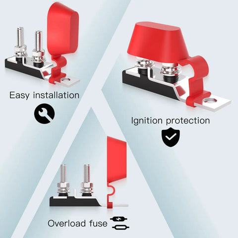 Badass Heavy Duty Marine Grade Battery Terminal Fuse Holder With Killer Dual Circuit Protection And Weatherproof Cap For Trucks Campers And Work Rig Gear with easy installation features.
