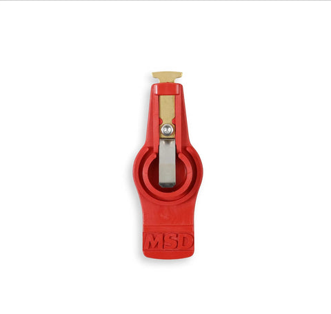 Distributor Cap And Rotor Kit Red For High Performance Ignition System Upgrade Low Resistance Brass Contacts Resists Carbon Tracking Street Ready Replacement Part For Reliable Spark And Maximum Voltage Transfer, red rotor close-up