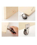 Installation steps for 4 Pack Silent 2 Inch U Shaped Furniture Casters With Soft Rubber Wheels Universal Stem on plywood base.