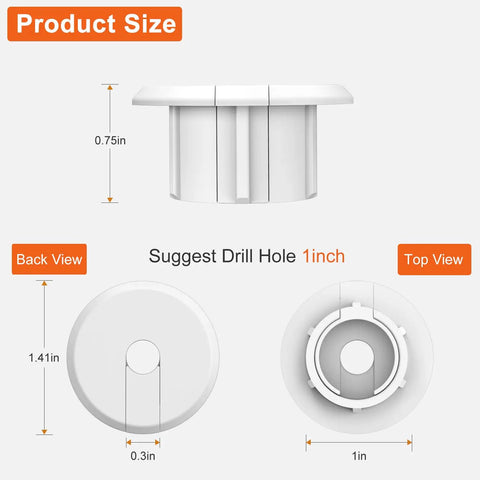 Wall Cable Grommet For Starlink Dishy Router Cable Kit 1 Inch Feed Through For Walls And Furniture Holes White dimensions