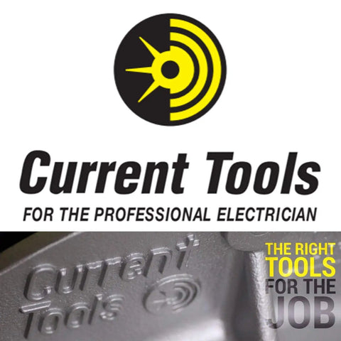 Current Tools logo with 'The Right Tools For The Job' text and embossed branding on metal part
