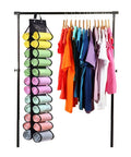 Leggings Storage Roller Organizer With 24 Clear Compartments, Foldable Portable Closet Rack For Leggings, Shirts, Or Jeans