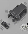 Magnetic Touch Latch for Cabinets and Doors One Piece Drawer Catch with dimensions and screws displayed