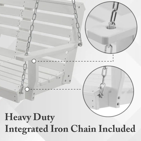 Heavy Duty Poly Lumber Porch Swing With Mounting Kit And All Accessories For Patio Or Backyard Outdoor Hanging Chair