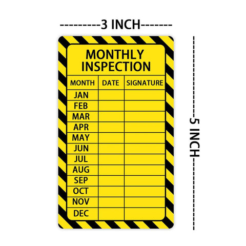 Monthly Inspection Stickers 3x5 Inch Weatherproof Labels for Facility, Machinery and Fire Extinguisher Maintenance