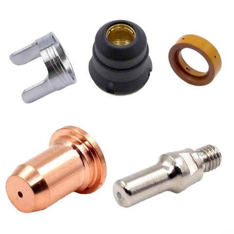 Premium 24 Piece Plasma Cutter Consumables Kit For IPT60 And PT60 Torch with copper and metal components for precise cutting.
