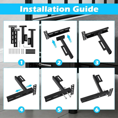 Installation guide for 2 Pack Heavy Duty Adjustable Headboard Brackets For Metal Bed Frame with Universal Footboard Extension Kit.