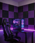 Top Tier Bang For Your Buck Acoustic Foam Wedge Panels 12 Inch Studio Soundproofing Wall Tiles in a gaming setup.