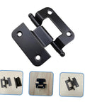 DIYEAH 10-pack black iron self-closing cabinet hinges for kitchen and bathroom doors, front view